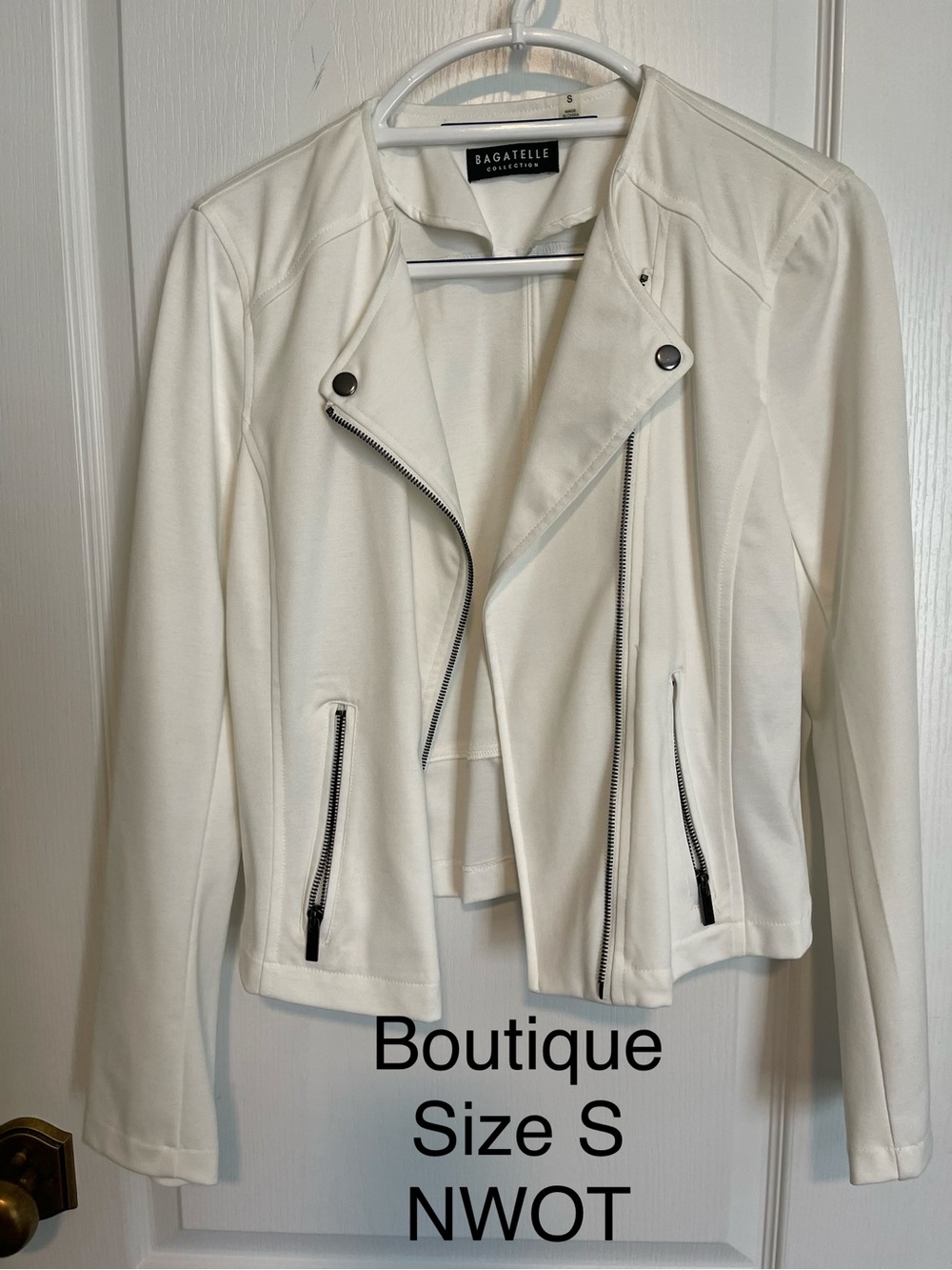 bagatelle White Asymmetrical Moto Jacket